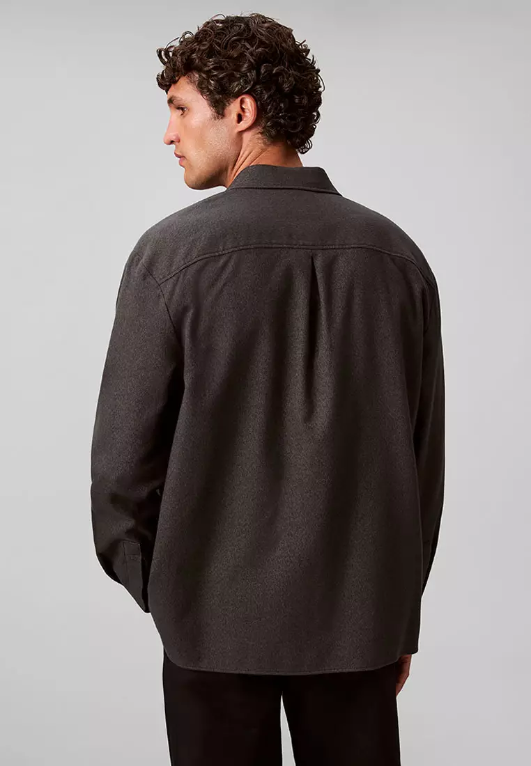 混色法蘭絨寬鬆鈕扣恤衫 - Calvin Klein Jeans