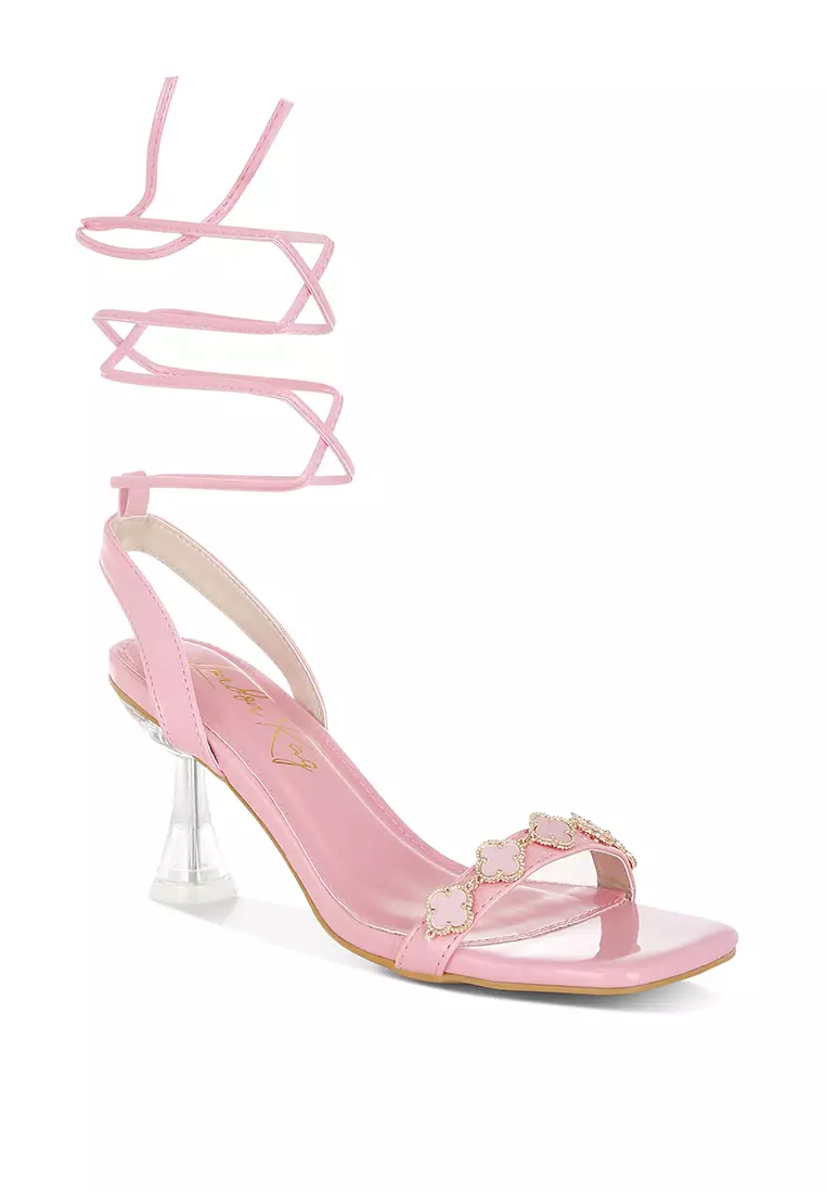 Charm Detail Spool Heels In Pink