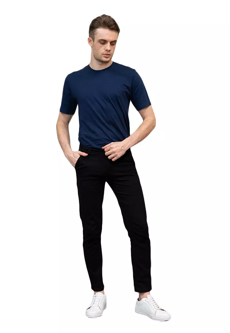 Celana Chino Panjang Pria Slim fit Stretch Jeans Hitam