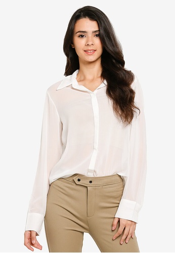 Buy Abercrombie u0026 Fitch Long-Sleeves Sheer Button-Up Shirt 2023 Online |  ZALORA Singapore