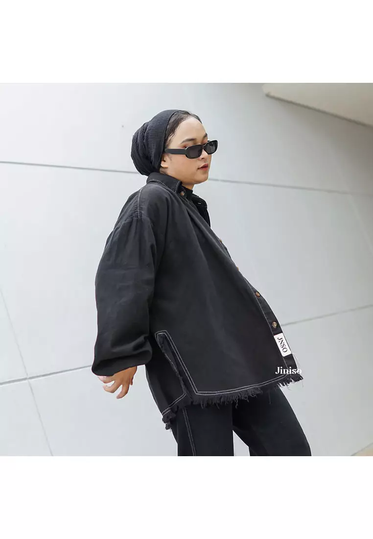 Kemeja Denim Raw Oversize Unisex HYPER ACTIVE