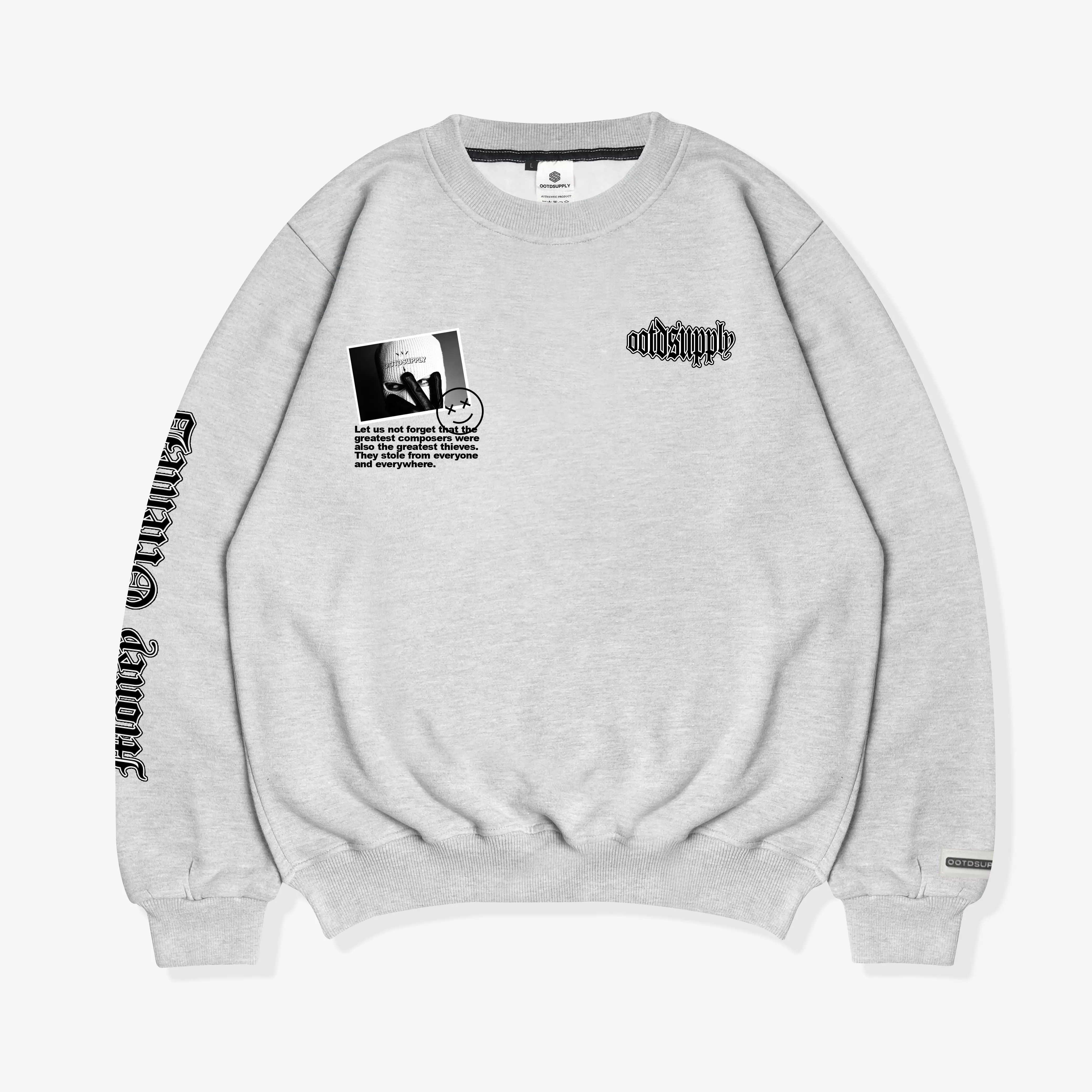 OOTDSUPPLY Crewneck Thiefs Misty Grey Sweater Pria Wanita CN091