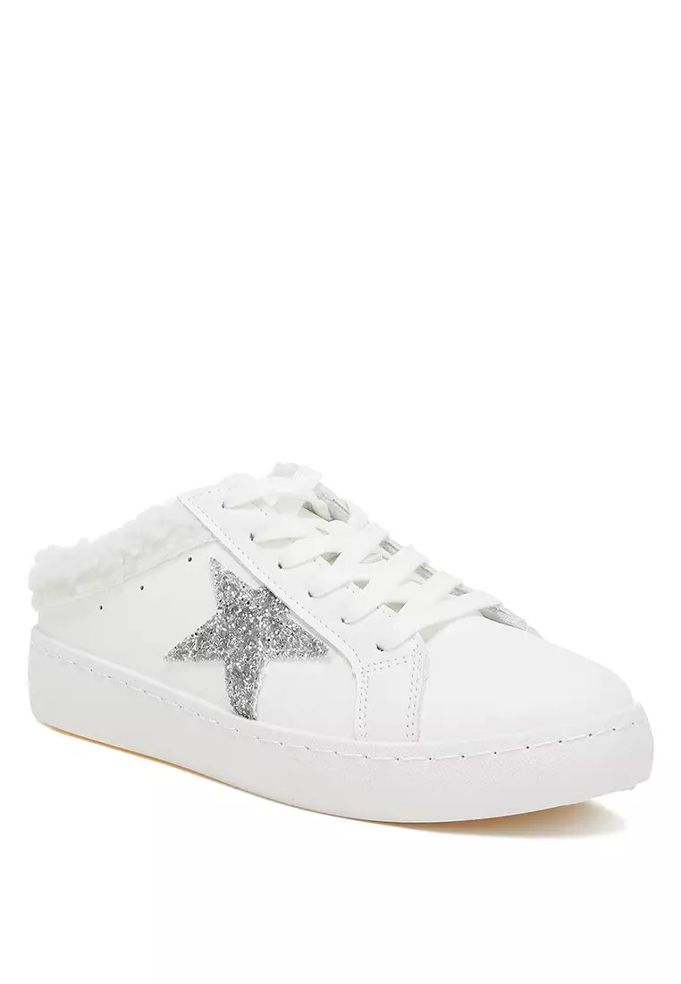 Fur Collar Slip On Sneakers in White