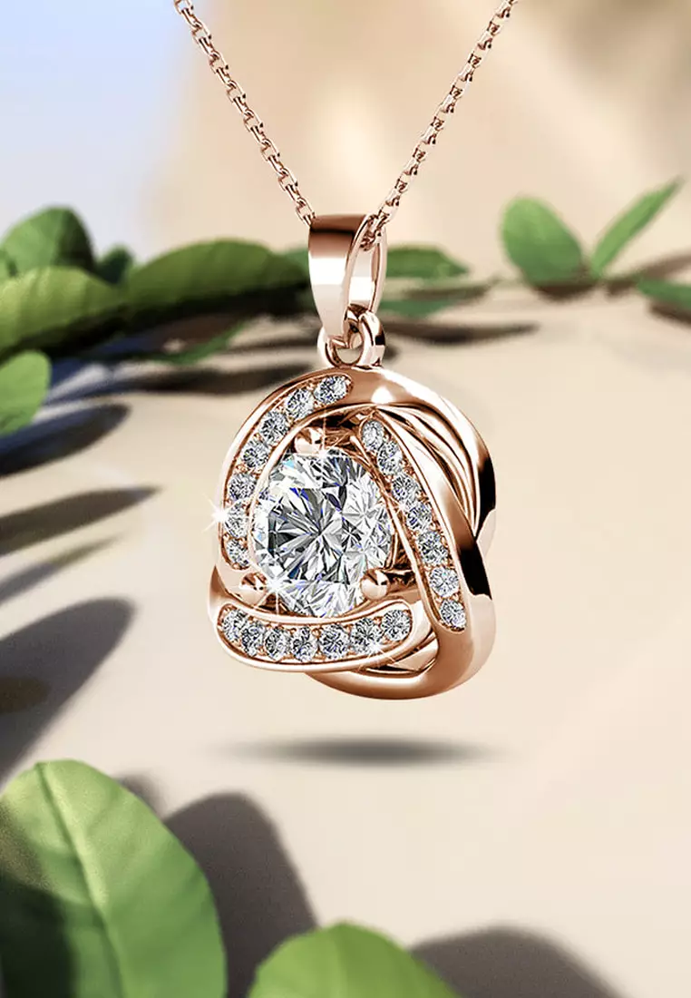 KRYSTAL COUTURE Celtic Knot Necklace Embellished with SWAROVSKI® crystals-Rose Gold/Clear