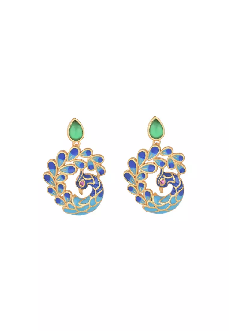 Peacock shaped gold on sale earrings