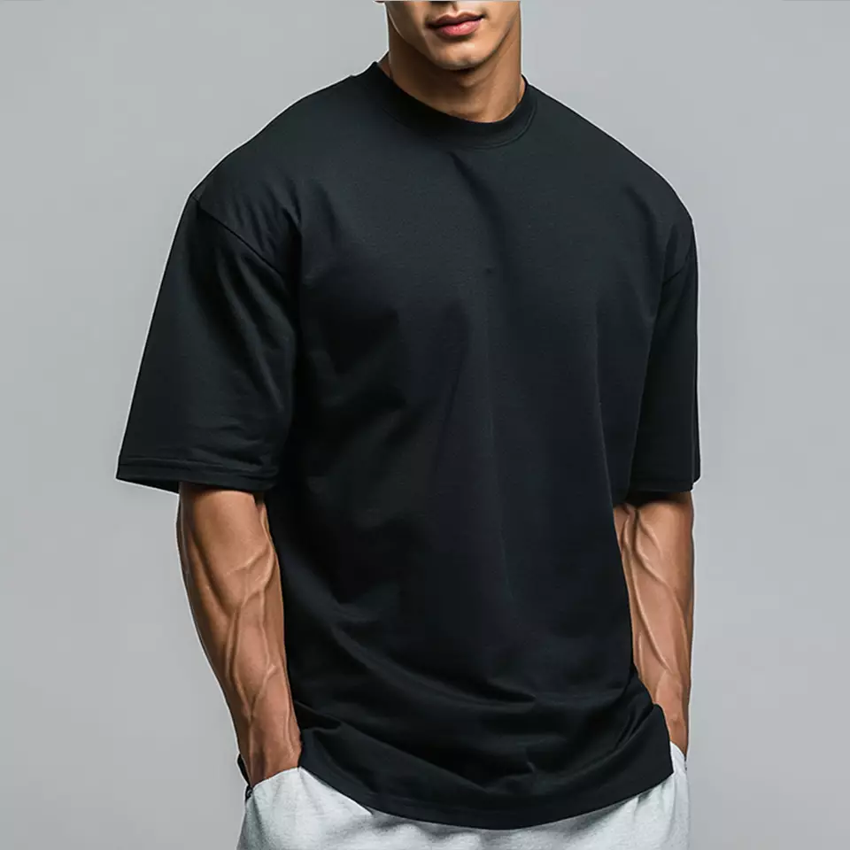 MTX58 Kaos Oversize Gym Tebal 250gsm Hybrid Cotton Polos Hitam Third Day