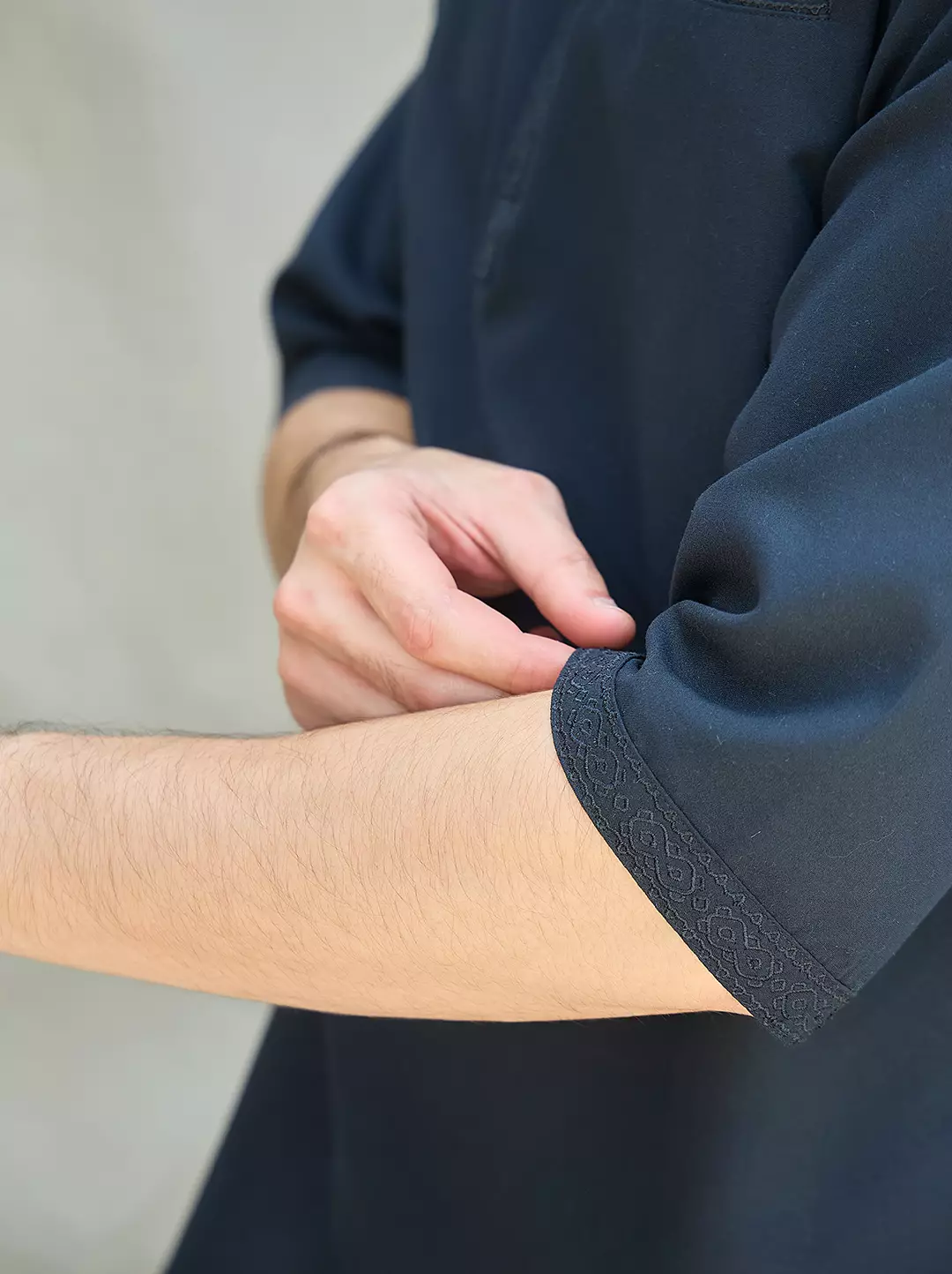 OXCON Kemeja koko Tangan 3/4 Bordir Hasbi Hitam