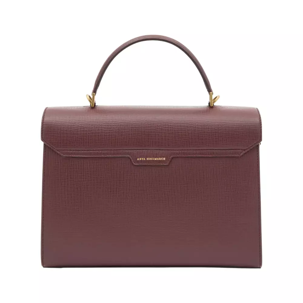 Mortimer Top Handle Bag Crosshatch Leather Barolo Red