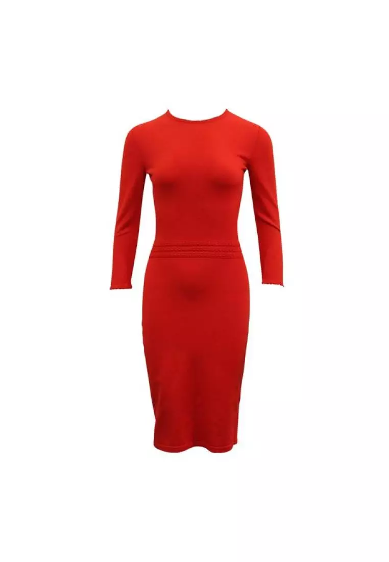 Red cap sleeve midi dress sale