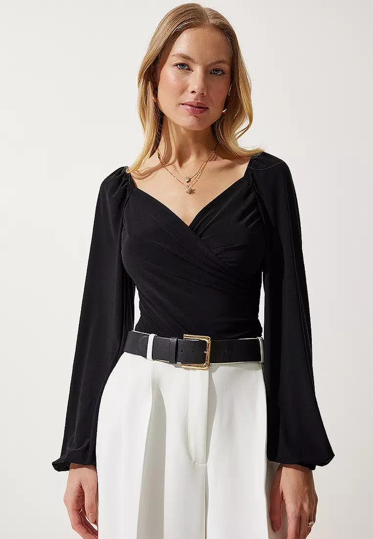Long Sleeves Surplice Blouse
