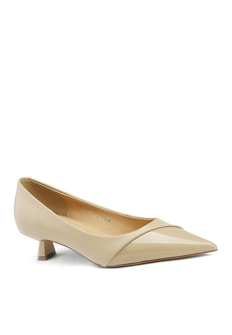 VANSA Comfortable Leather Stitching Mid Heel Pumps VSW-H12291282