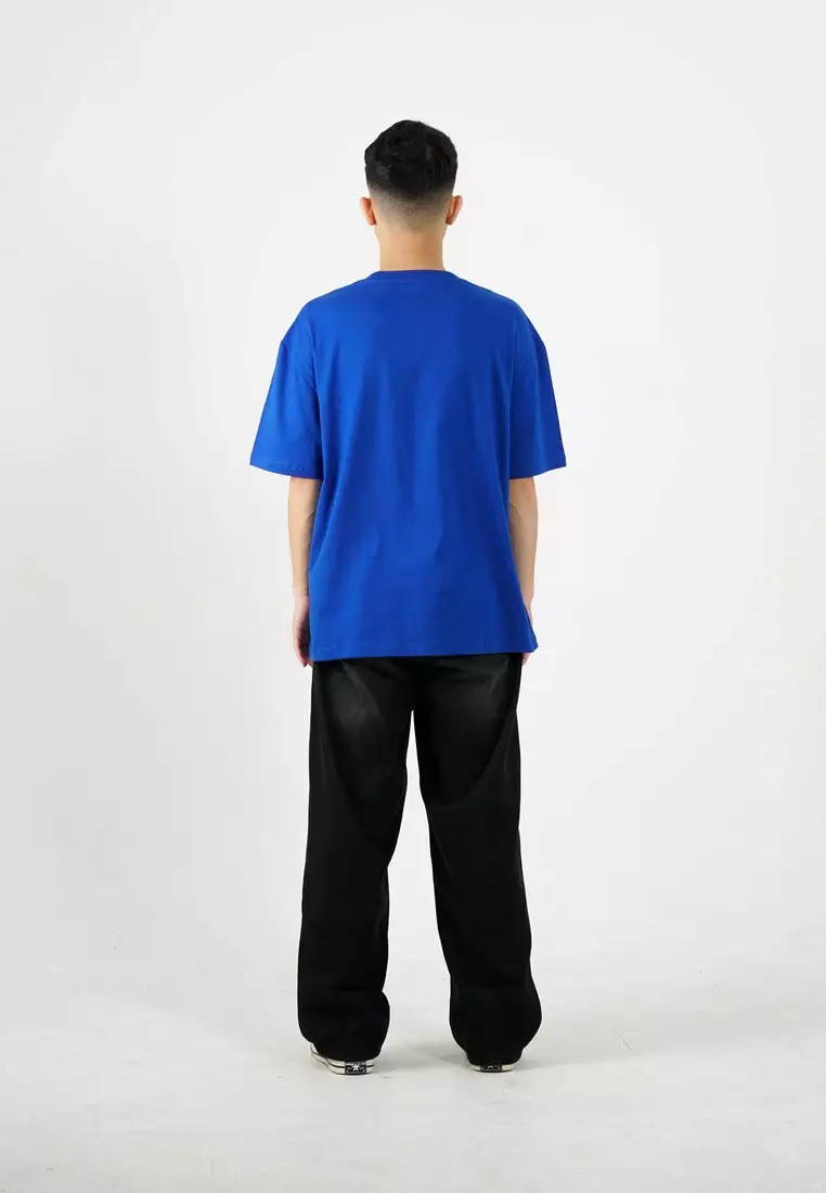 Moutley Men's T-Shirt Short Sleeve Oversized Fit Cotton 20s Blue OL-C130325