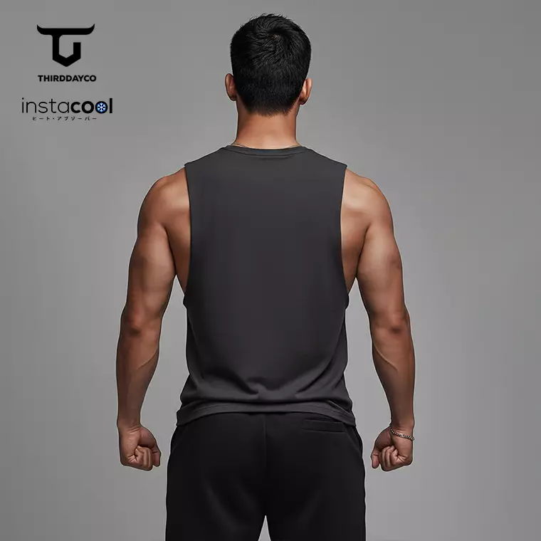 THIRDDAY Kaos Kutang Pria SVN Instacool "shoulder icon logo" Abu MTY69