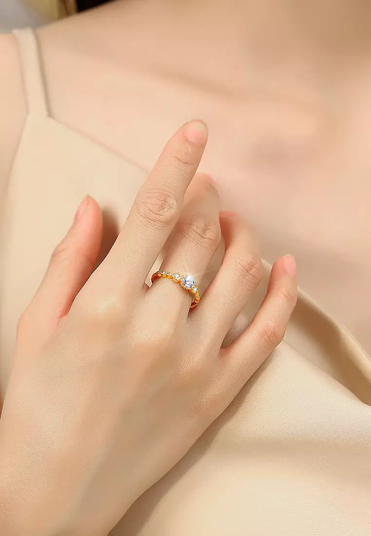 Cincin Wanita Original Berlian Adjustable Size Perhiasan Tunangan Cincin Cewek Fashion Korea Rings gold