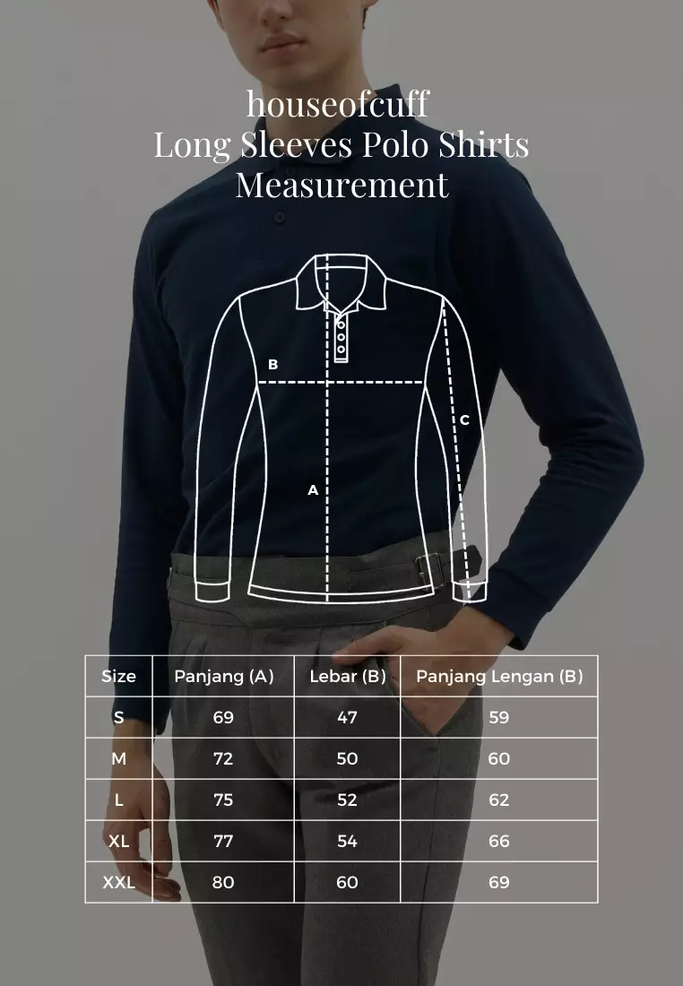 Houseofcuff polo shirt kaos kerah polo lengan panjang slim fit Navy