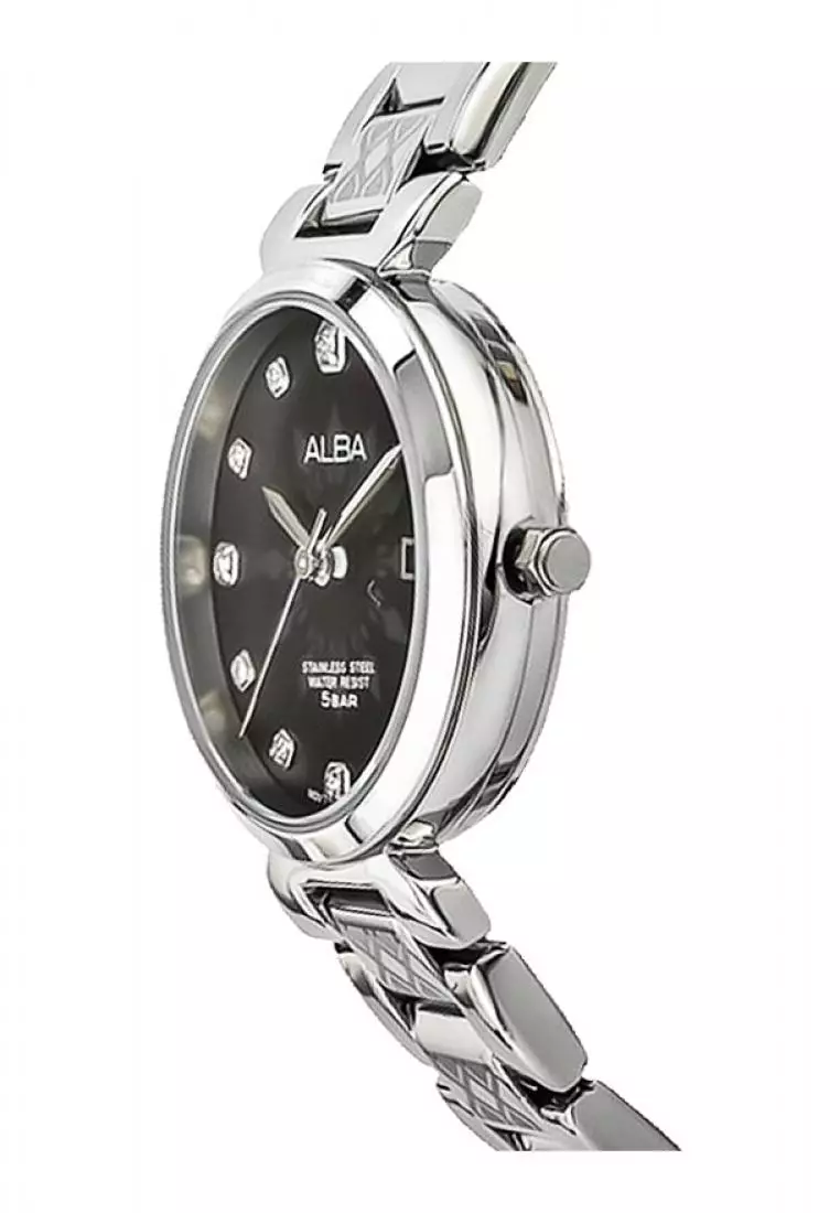 Jam Tangan Wanita Alba Original Garansi Resmi AH7N33 AH7N33X1 Strap Stainless Steel Silver