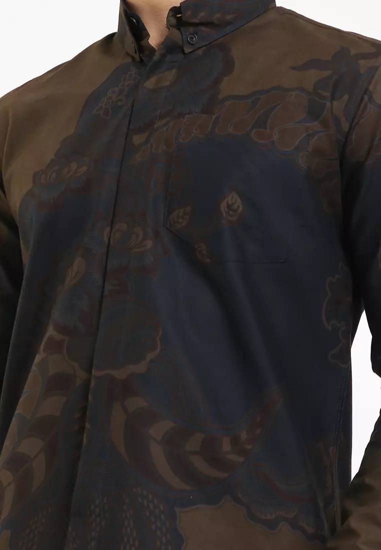 BATIK TALENTA EXCLUSIVE Lengan panjang slimfit HIJAU KOMB 02