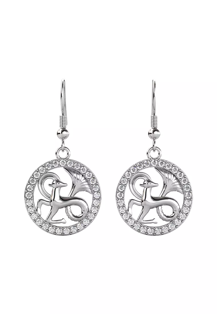 Horoscope Circlet Hook Earring CAPRICORN WG  - Anting Crystal Swarovski by Her Jewellery