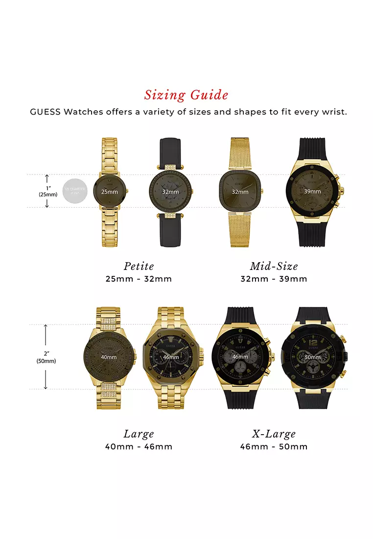 Guess Gemini GW0222L1 - Jam Tangan Wanita - Gold - Black Rubber Strap