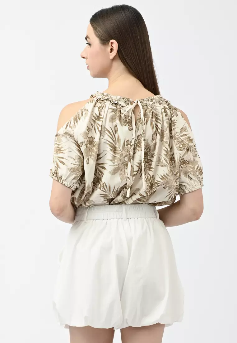 Cold Shoulder Floral Shirt