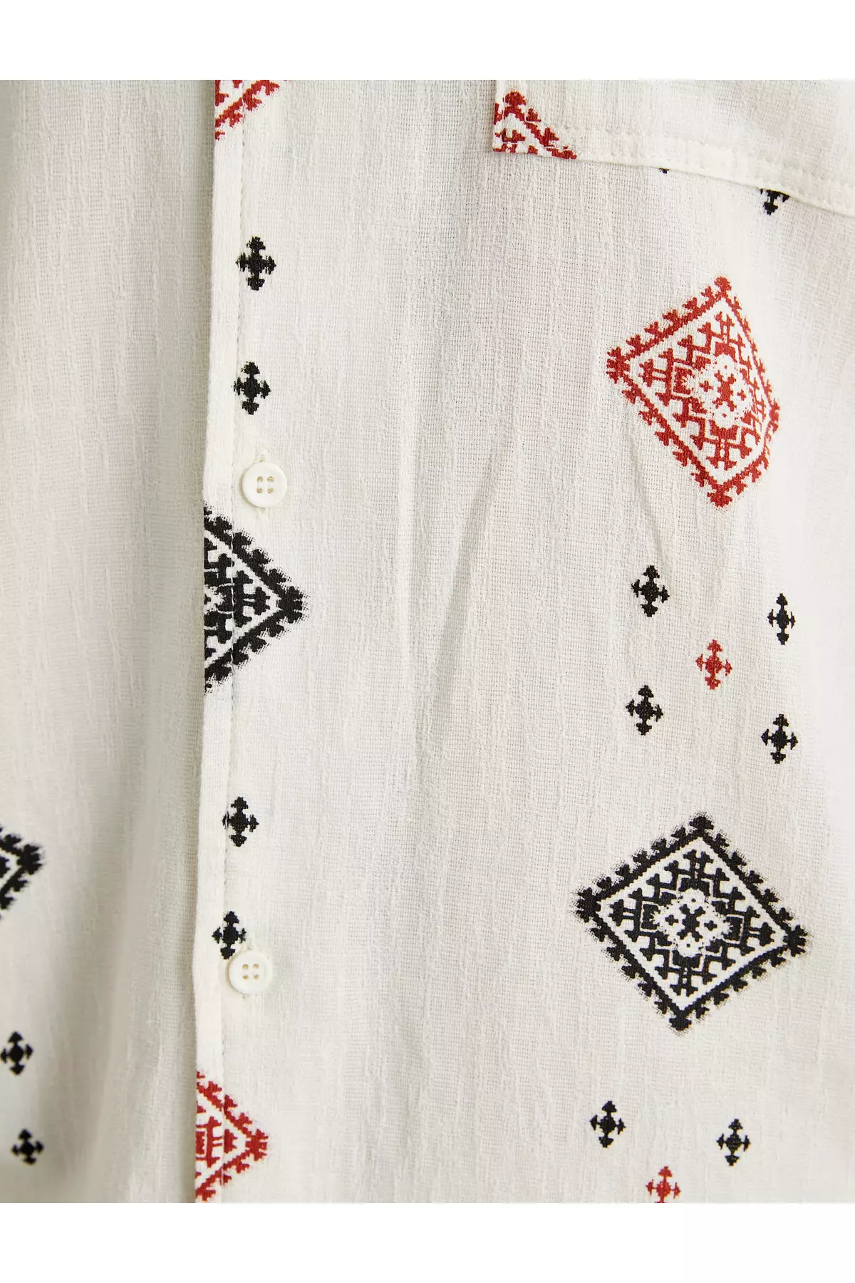 Short Sleeve Shirt Vintage Print Buttoned Collar Detail Regular Fit