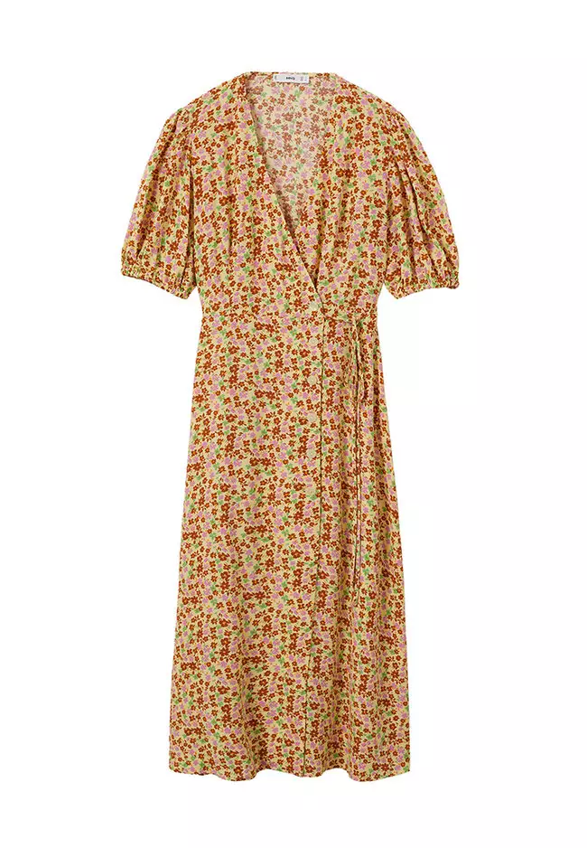 Printed Dress With Balloon Sleeves