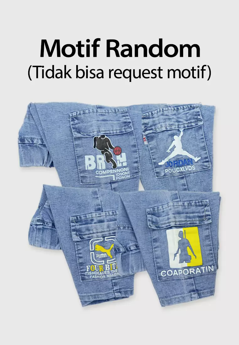 Wakakids Celana Jeans Pendek Bayi Anak Laki Laki Denim Short Motif Random 051 Venrc