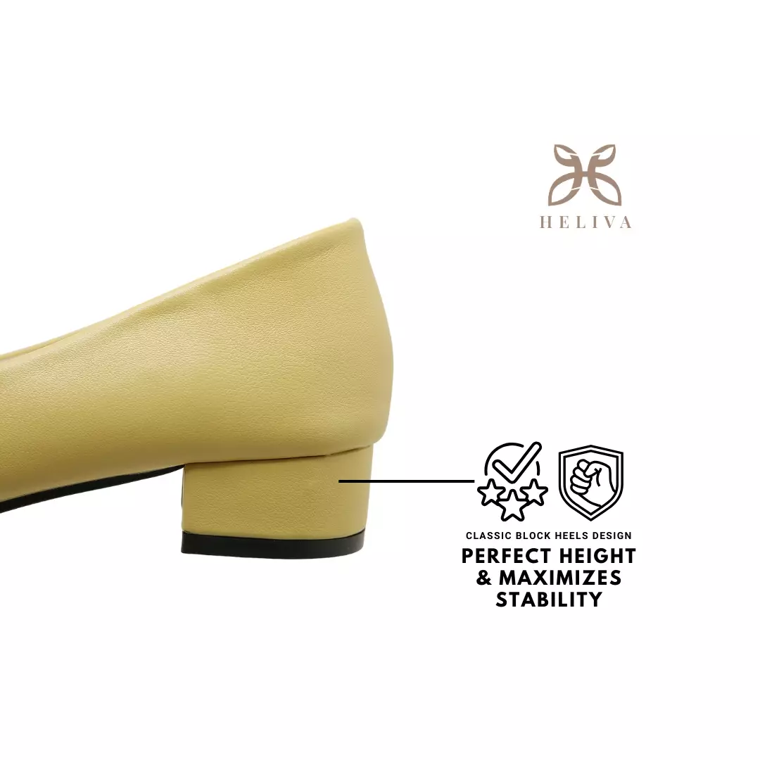 Heliva Sunny Heels Two Tone Glossy Office Lady Looks Square Toe