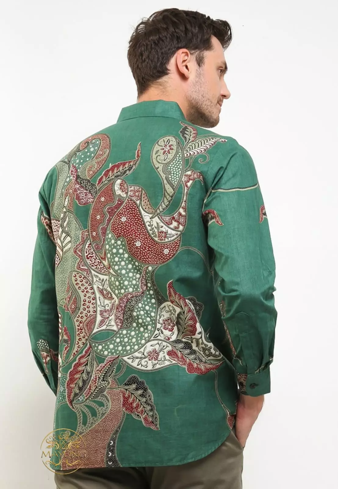 Laurendra Ijo Kemeja Batik Pria Premium Slimfit Modern Lengan Panjang
