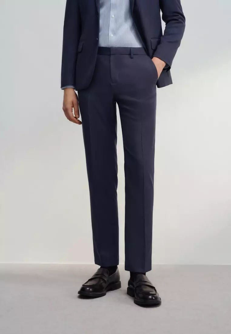 Teflon Smart Fit Twill Suit Pants with Elastic Waist Band