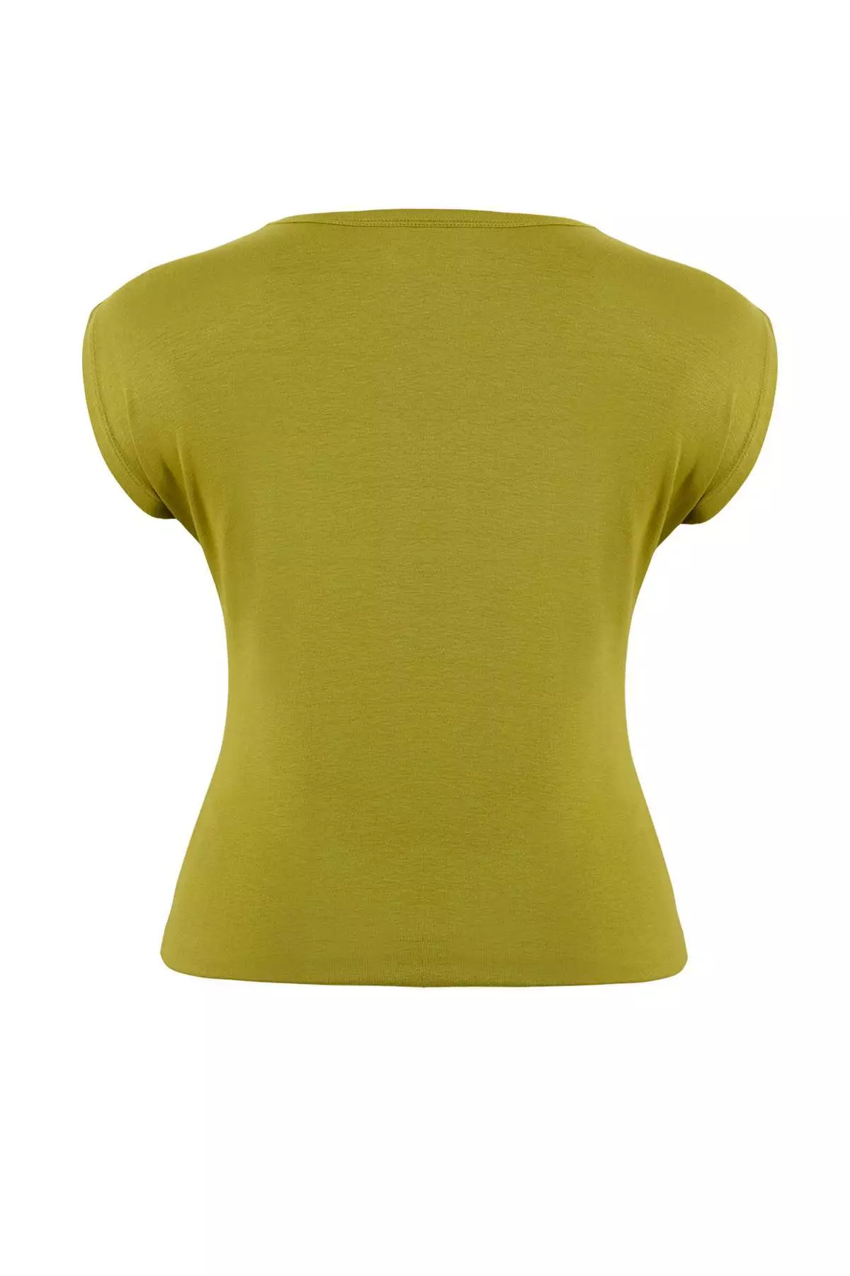 Oil Green Viscose Ribbed Flexible Comfortable Basic Knitted Plus Size Blouse Tbbss26Af00053