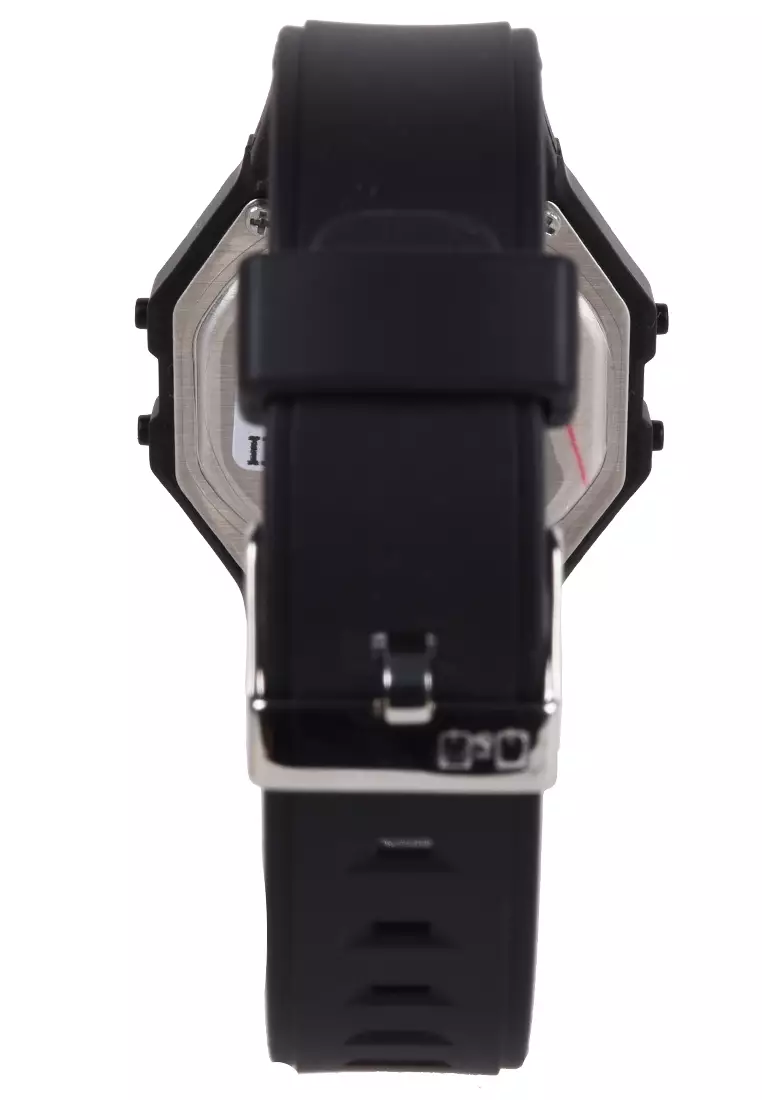 Jam Tangan Wanita Q&Q Fashion M173J012Y Ladies Digital Dial Black Rubber Strap [No Box]