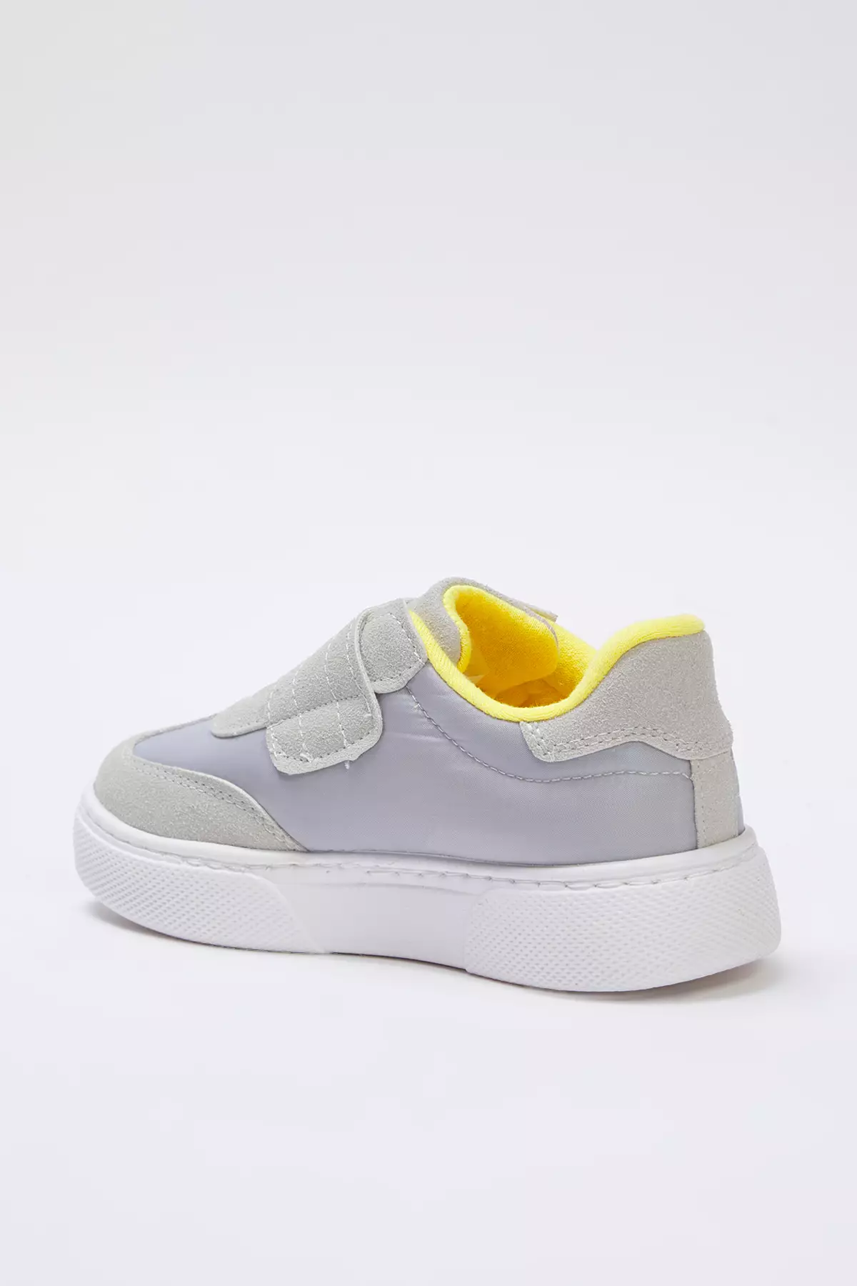 Unisex Children Kids Sneakers - Grey Nubuck With Color Block And Velcro Tape Takss25Sn00050