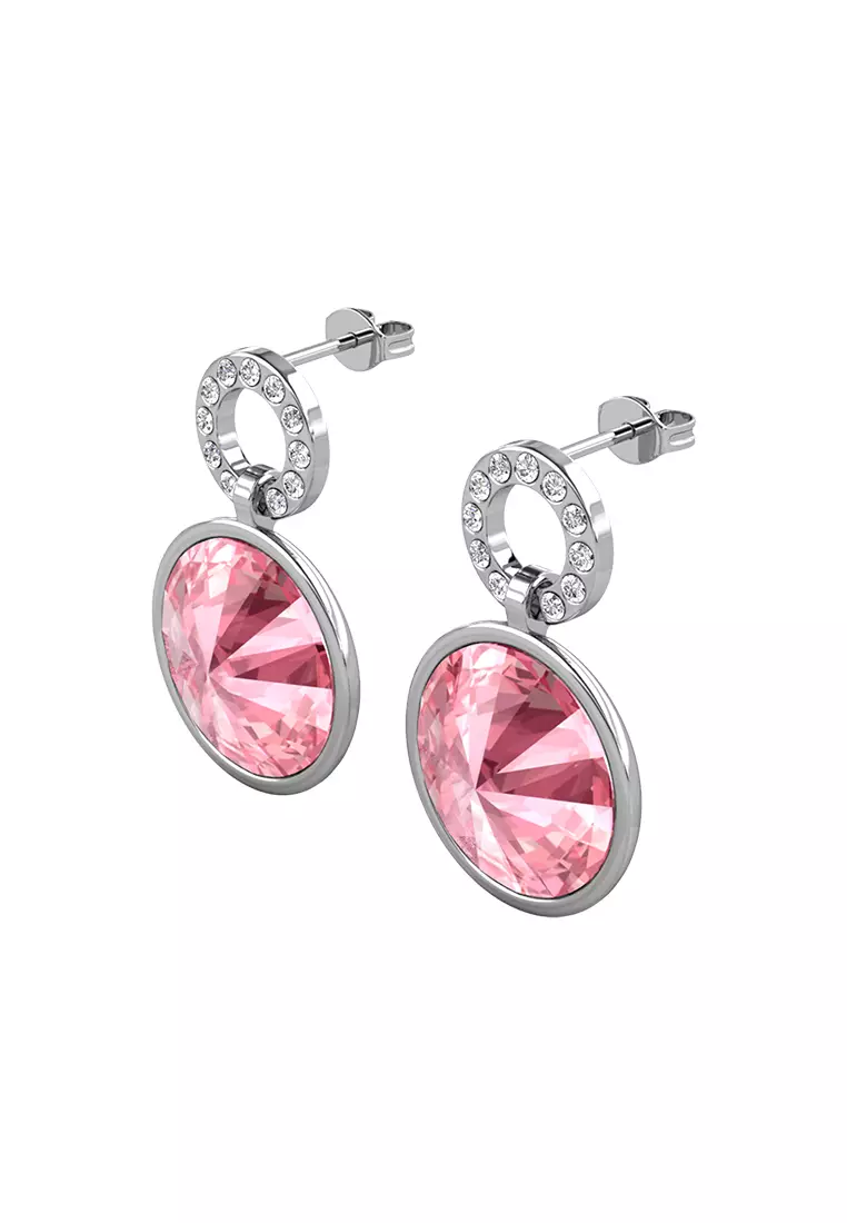 Allure Round Earring Light Rose WG - Anting Crystal Luvea Premium Collection by Her Jewellery