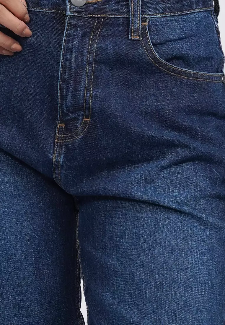 Tirajeans 7-Lldmkey124B006 Mom Jeans Denim Pants Dark Blue