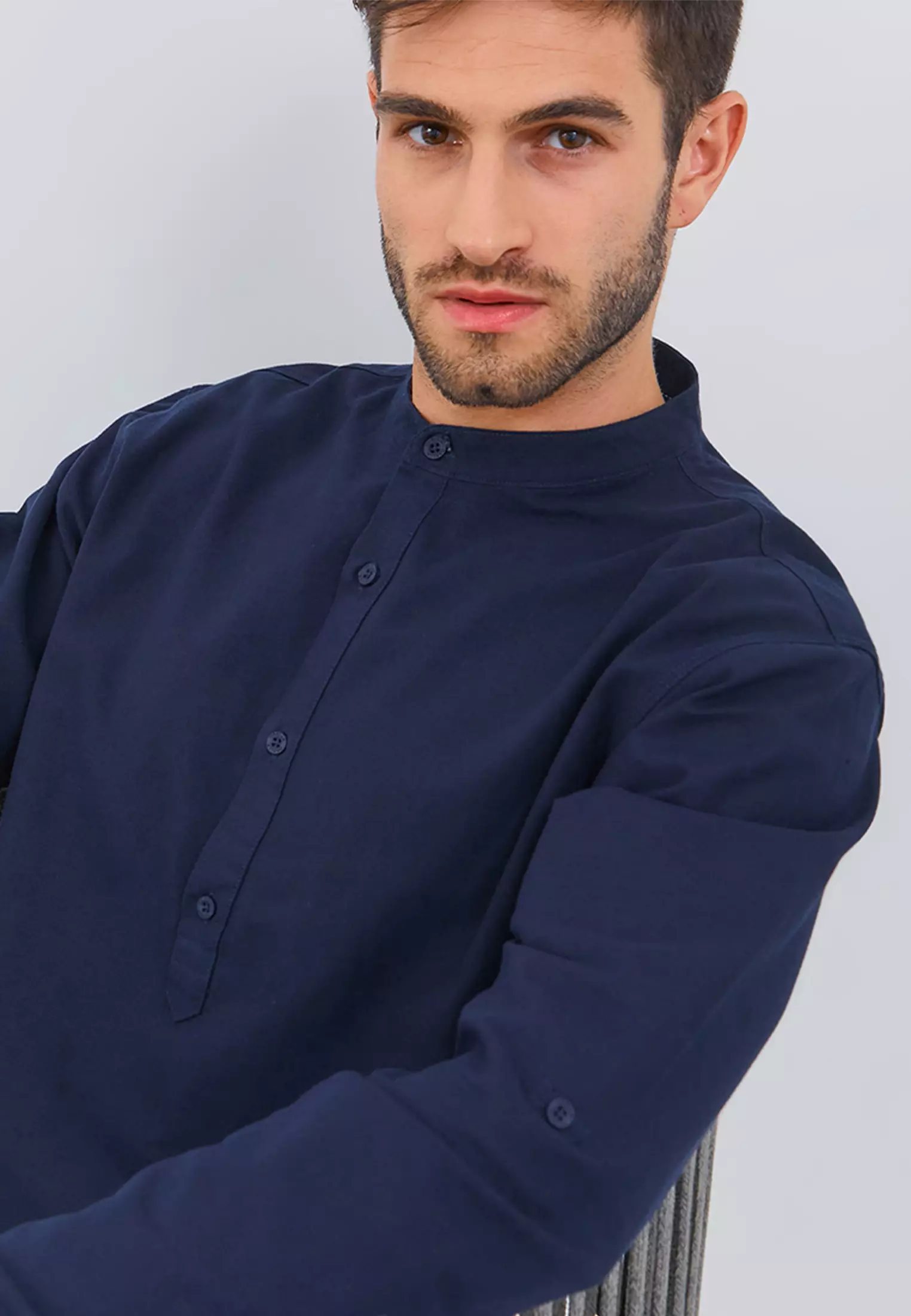 [NEW] Osella Raya Half Button Up Regular Shirt 2037410 | Kemeja Lengan Panjang Pria