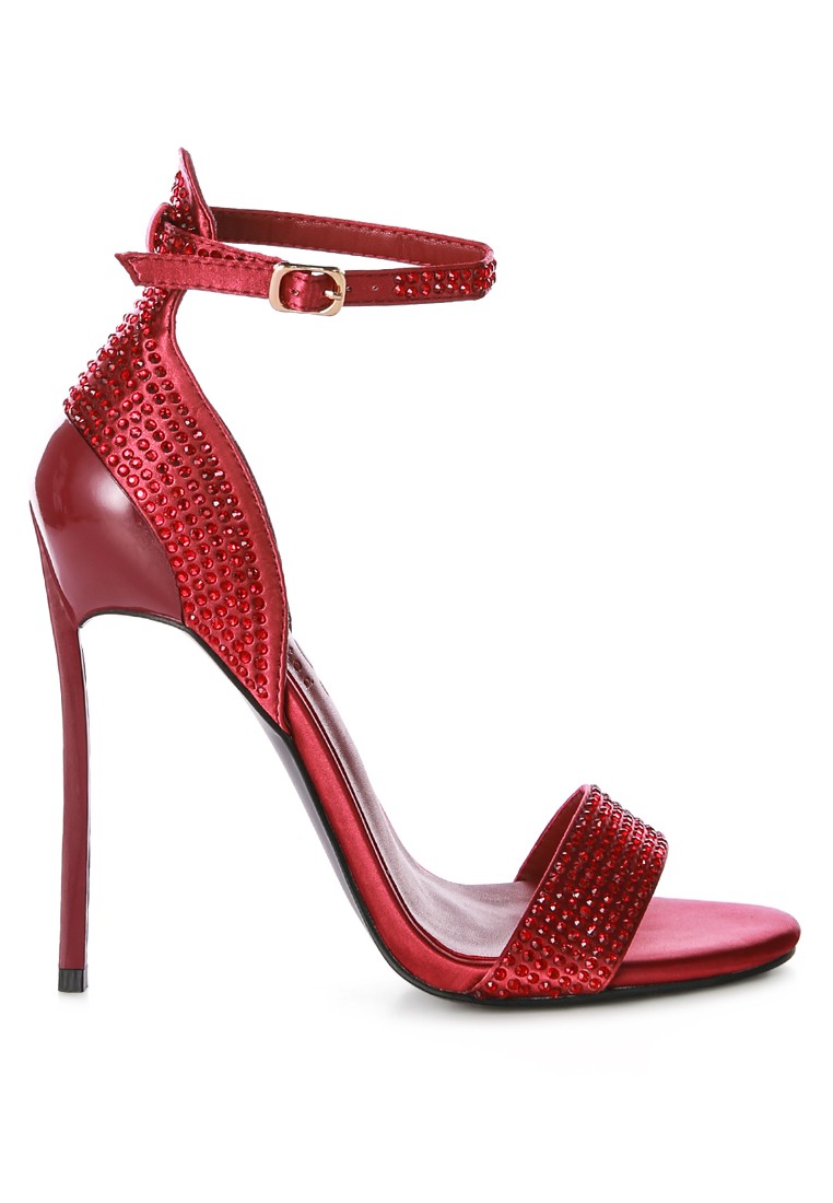 Burgundy Pointed High Heel Party Sandals