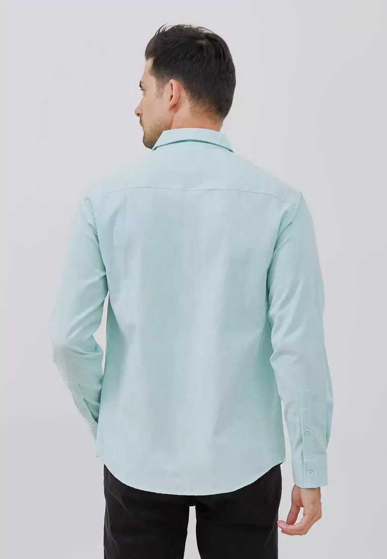 Paulmay Kemeja Pria Reguler Fit Oxford Baby Green Shirts