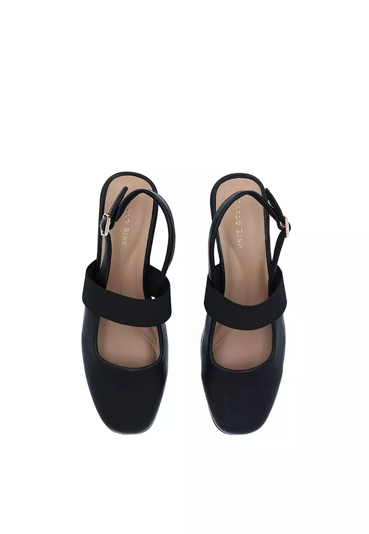 Black Tessa Elastic Slingback Pumps