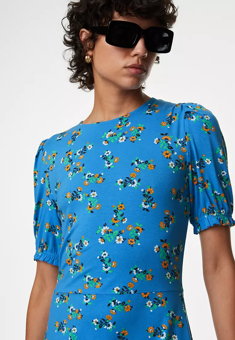 Jersey Printed Mini Skater Dress