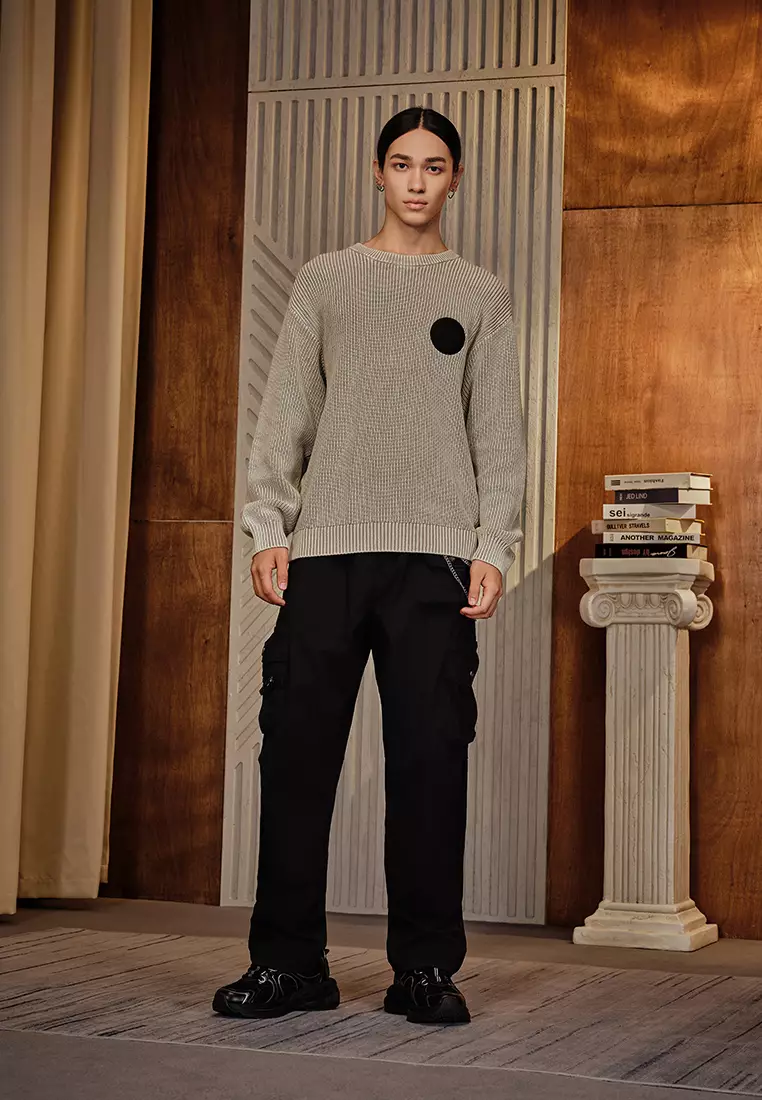 男裝 PALLADIUM LOGO 寬鬆落肩全棉針織毛衣