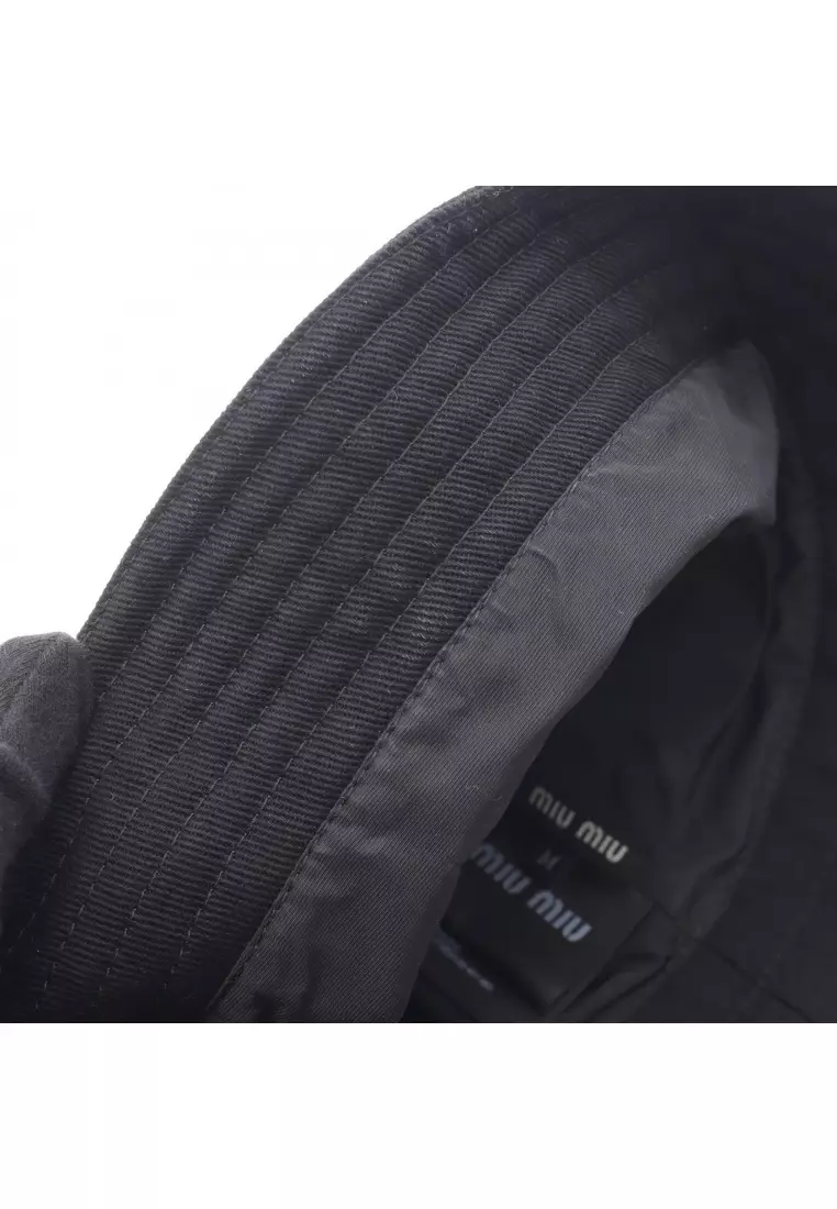 Pre-Loved MIU MIU bucket hat hat logo embroidery cotton black