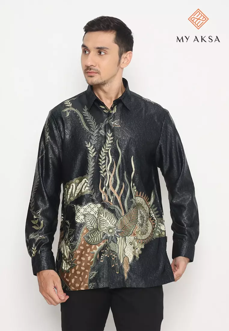 My Aksa Batik Pria Kemeja Panjang Furing Semi Sutera Dhirgam Drorothea