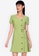 ZALORA BASICS green V Neck Button Down Fit and Flare Dress CD464AAC7AFAA0GS_1