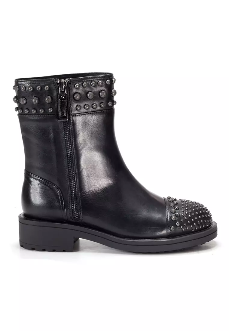 All black studded ankle on sale boots