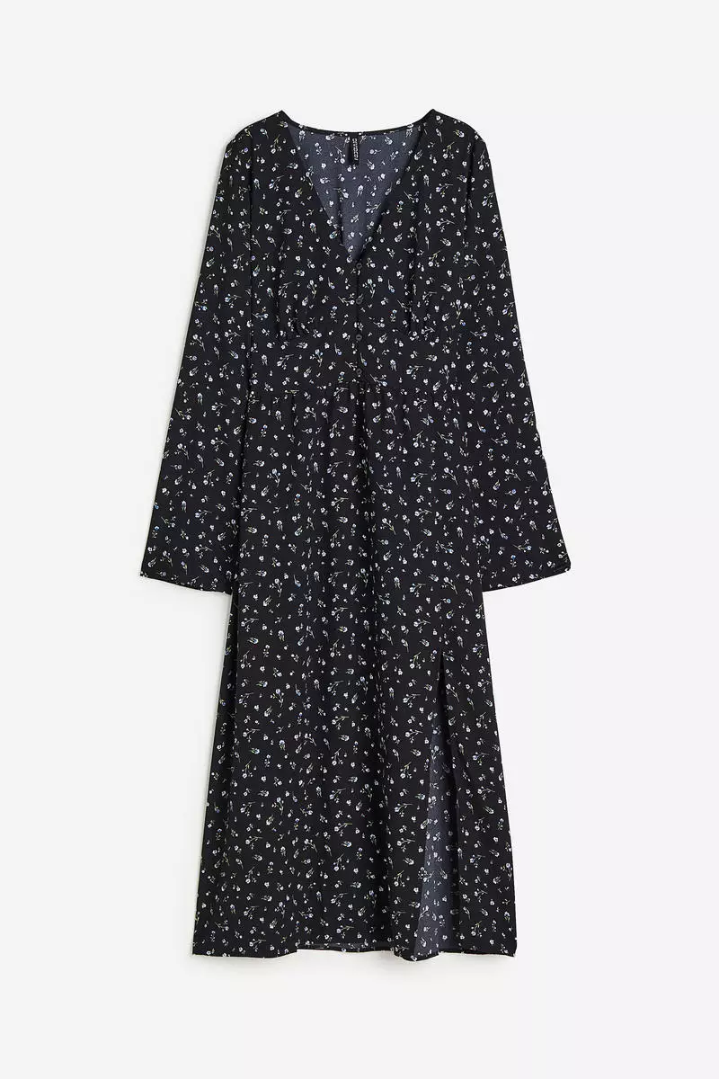 Button-front crêpe dress