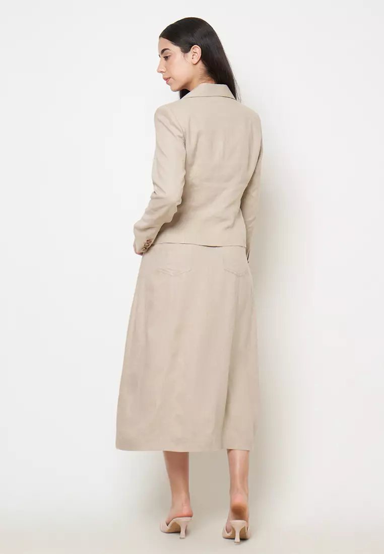 KLA - Setelan Blazer Rok Dawn Cream