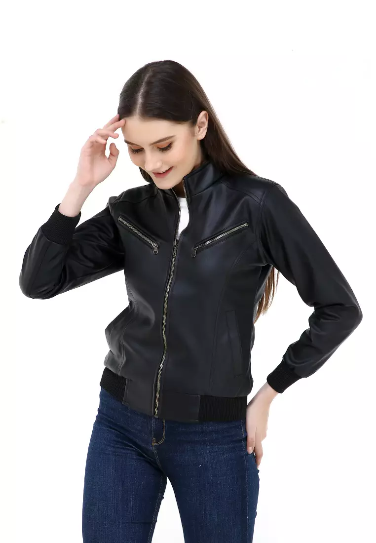 Hardwin Jaket Wanita Casual Longsleeve Outer Material Leather Kulit ORIGINAL