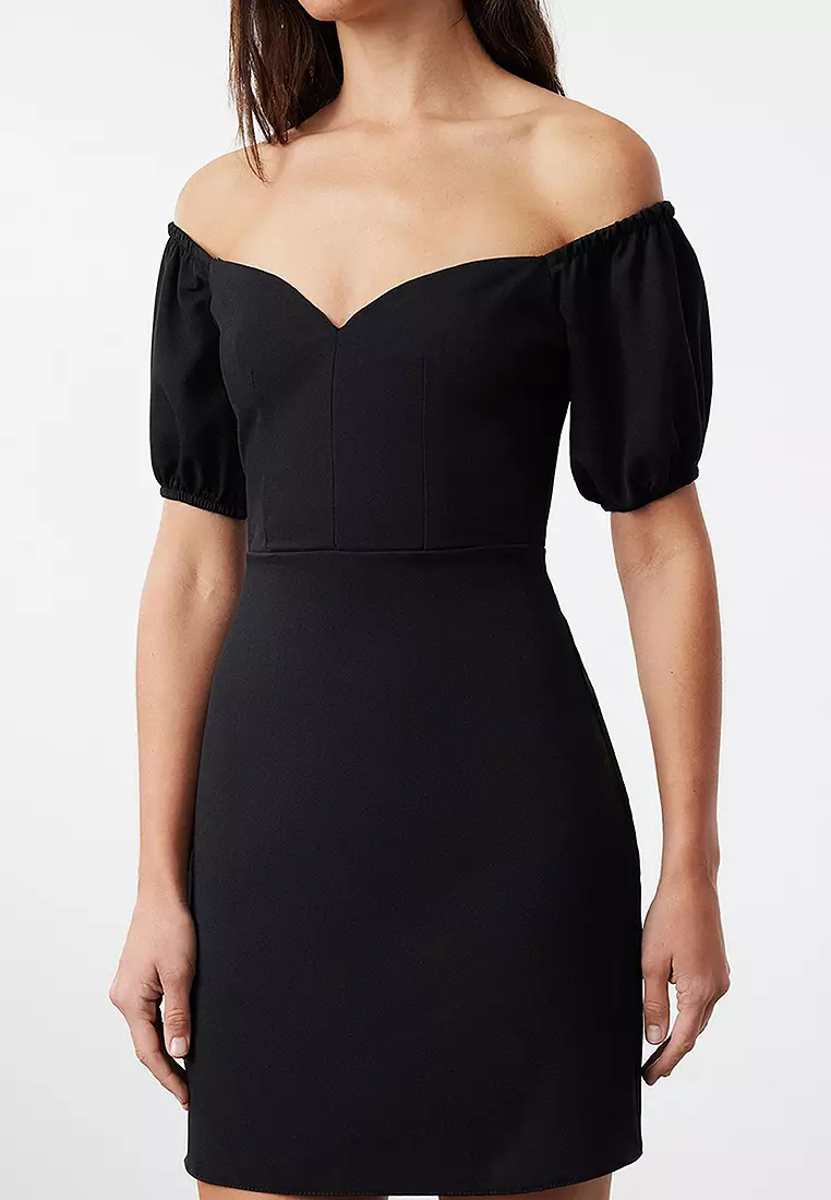 Balloon Sleeve Mini Dress