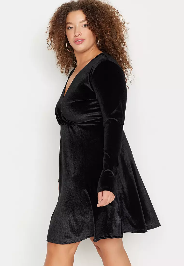 Plus Size Wrap Velvet Dress